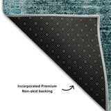 8' X 10' Teal And Ivory Floral Medallion Distressed Washable Area Rug With UV Protection - HomeRoots - Flyclothing LLC