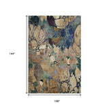 9' X 12' Beige Blue And Purple Abstract Distressed Washable Area Rug With UV Protection - HomeRoots - Flyclothing LLC