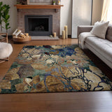 9' X 12' Beige Blue And Purple Abstract Distressed Washable Area Rug With UV Protection - HomeRoots - Flyclothing LLC
