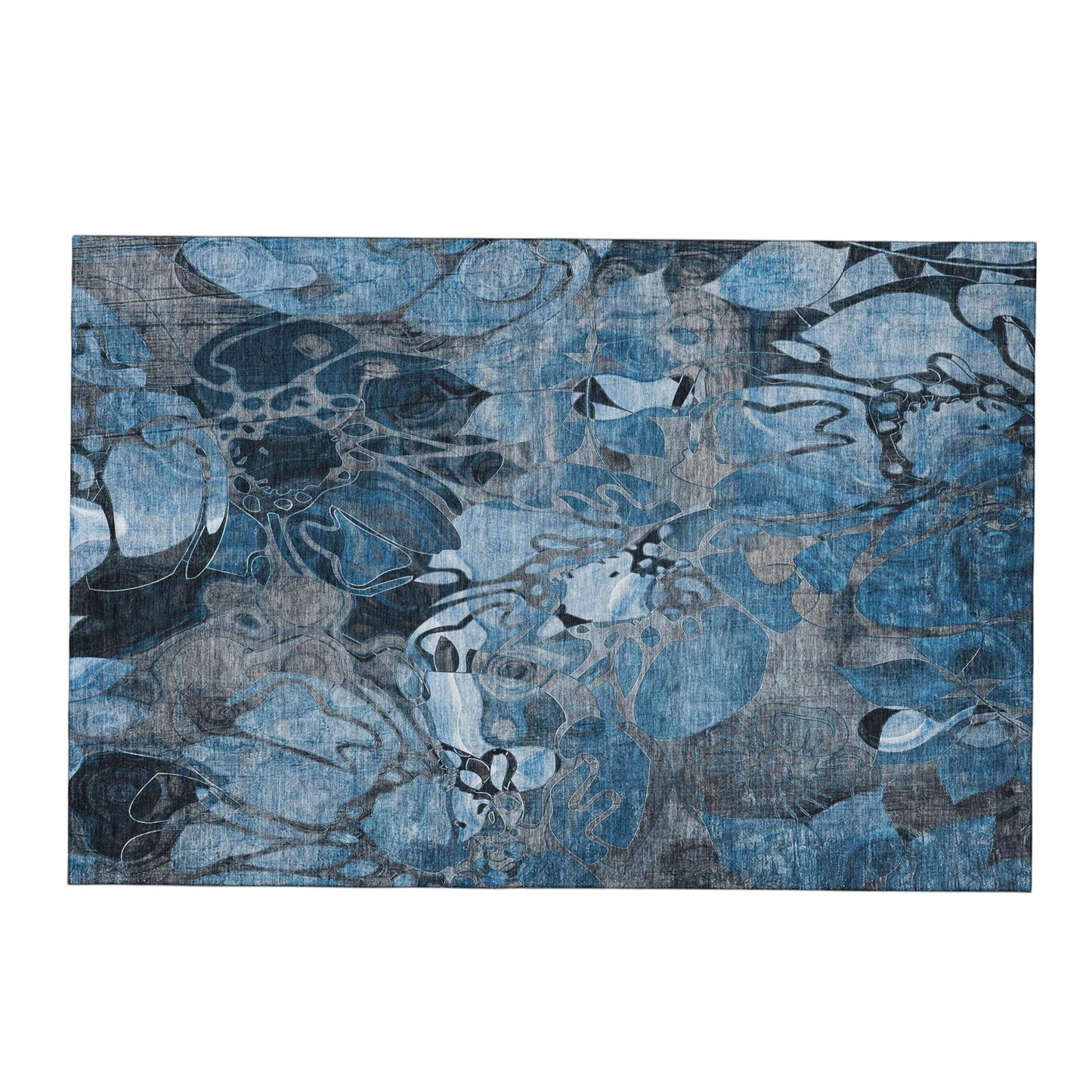 3' X 5' Blue Ivory And Gray Abstract Distressed Washable Area Rug With UV Protection - HomeRoots - Flyclothing LLC