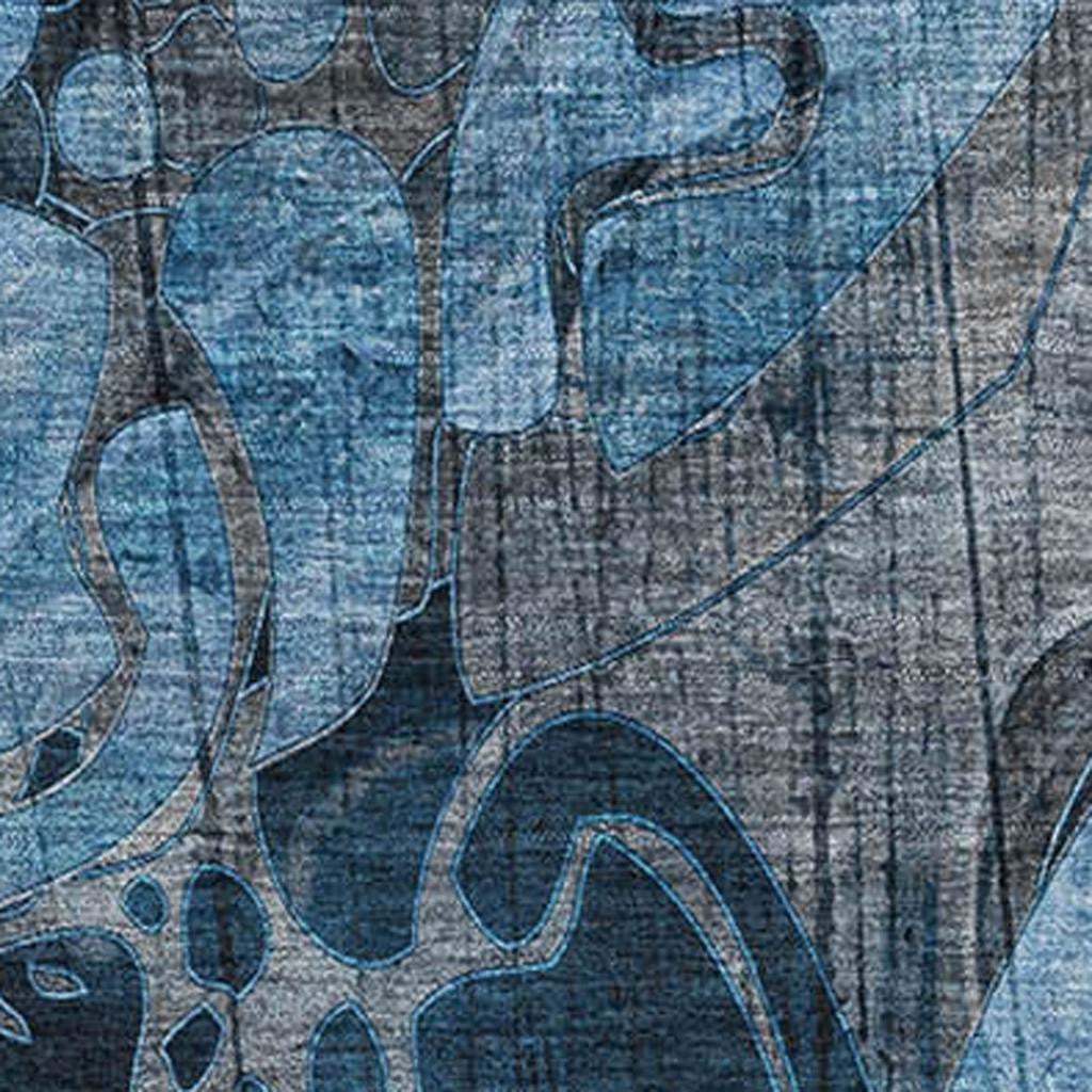 3' X 5' Blue Ivory And Gray Abstract Distressed Washable Area Rug With UV Protection - HomeRoots - Flyclothing LLC