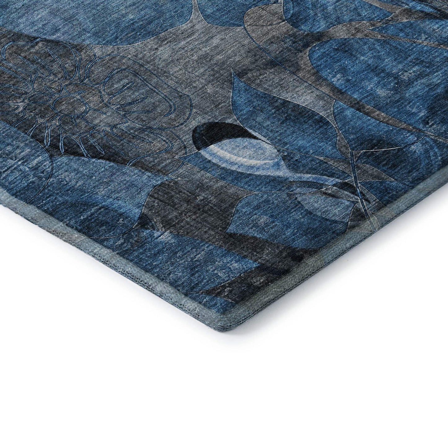 5' X 8' Blue Ivory And Gray Abstract Distressed Washable Area Rug With UV Protection - HomeRoots - Flyclothing LLC
