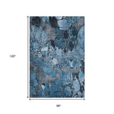 8' X 10' Blue Ivory And Gray Abstract Distressed Washable Area Rug With UV Protection - HomeRoots - Flyclothing LLC