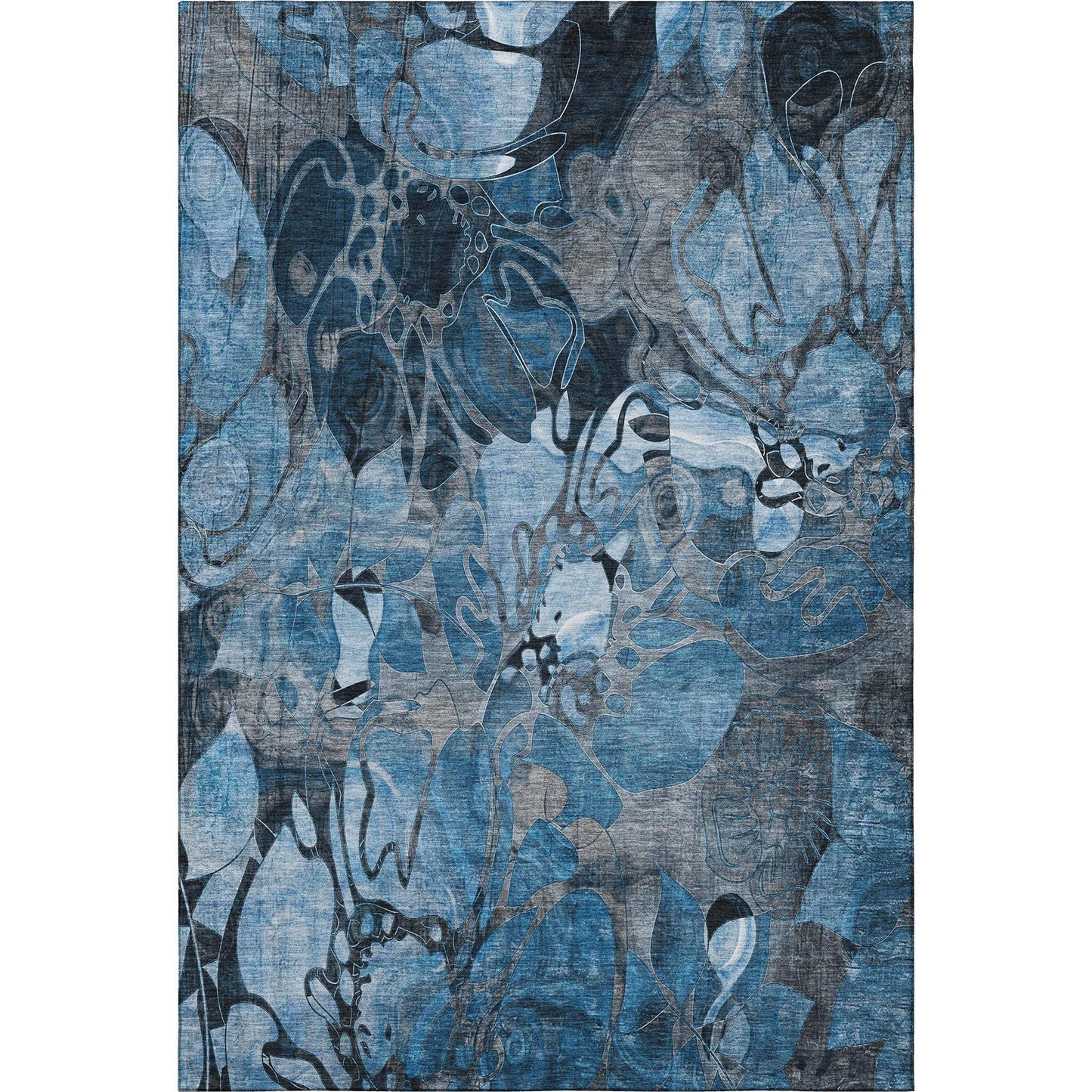 8' X 10' Blue Ivory And Gray Abstract Distressed Washable Area Rug With UV Protection - HomeRoots - Flyclothing LLC