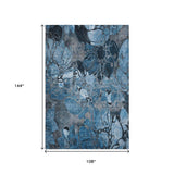 9' X 12' Blue Ivory And Gray Abstract Distressed Washable Area Rug With UV Protection - HomeRoots - Flyclothing LLC