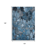 10' X 14' Blue Ivory And Gray Abstract Distressed Washable Area Rug With UV Protection - HomeRoots - Flyclothing LLC