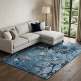 10' X 14' Blue Ivory And Gray Abstract Distressed Washable Area Rug With UV Protection - HomeRoots - Flyclothing LLC