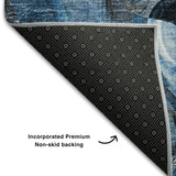10' X 14' Blue Ivory And Gray Abstract Distressed Washable Area Rug With UV Protection - HomeRoots - Flyclothing LLC