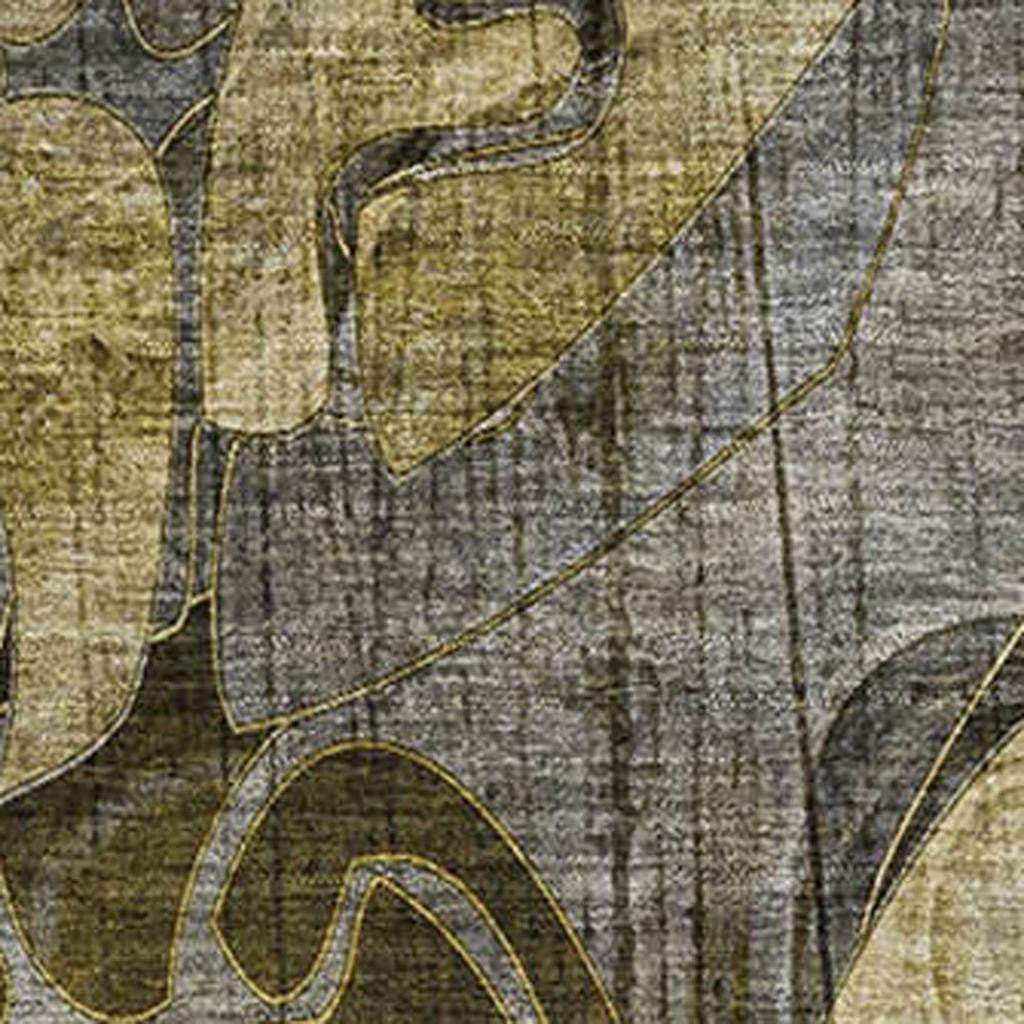 3' X 5' Brown Beige And Gold Abstract Distressed Washable Area Rug With UV Protection - HomeRoots - Flyclothing LLC