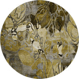 8' Brown Beige And Gold Abstract Distressed Washable Round Rug With UV Protection - HomeRoots - Flyclothing LLC