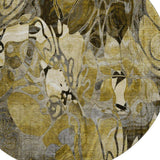 8' Brown Beige And Gold Abstract Distressed Washable Round Rug With UV Protection - HomeRoots - Flyclothing LLC