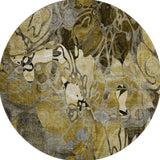8' Brown Beige And Gold Abstract Distressed Washable Round Rug With UV Protection - HomeRoots - Flyclothing LLC