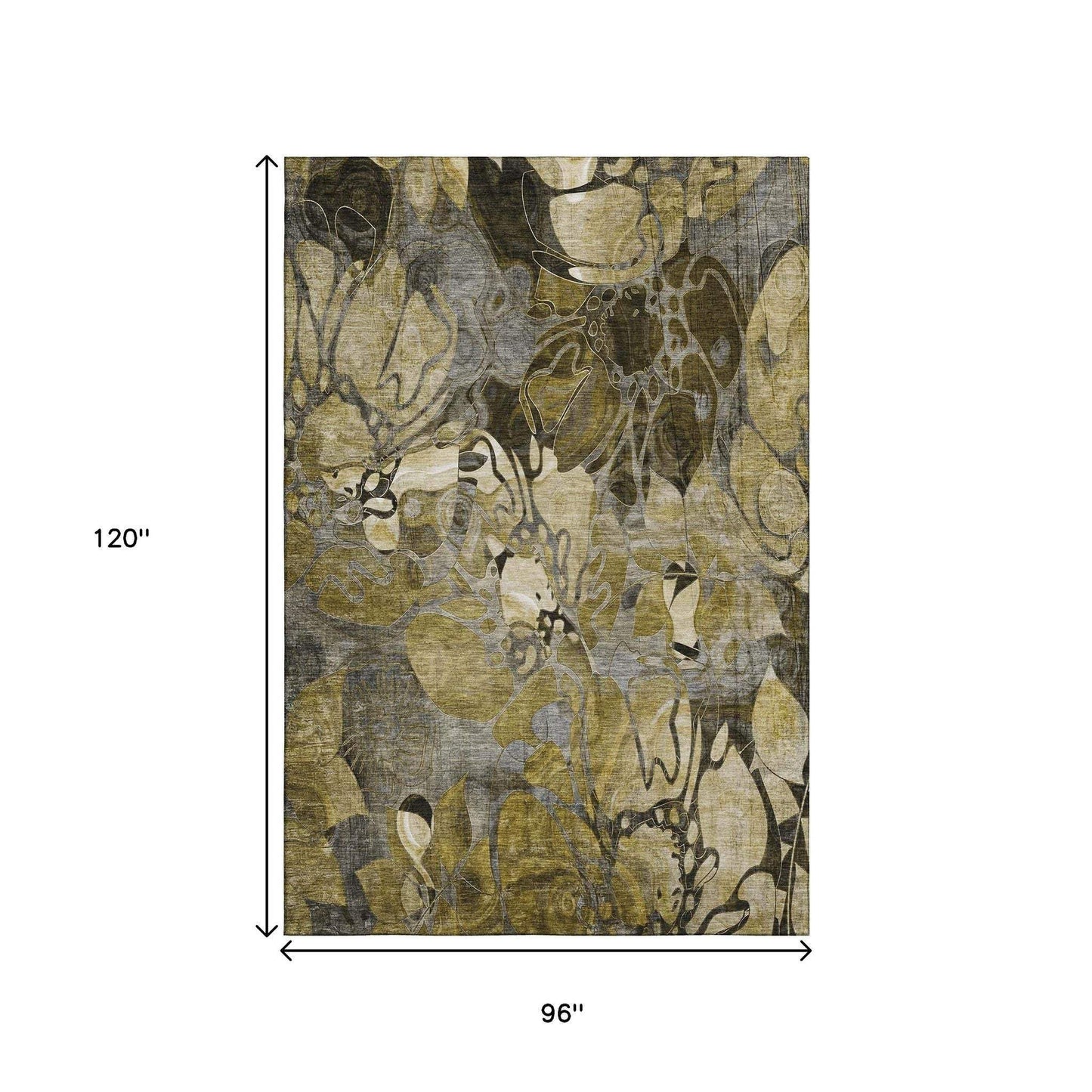 8' X 10' Brown Beige And Gold Abstract Distressed Washable Area Rug With UV Protection - HomeRoots - Flyclothing LLC