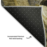 8' X 10' Brown Beige And Gold Abstract Distressed Washable Area Rug With UV Protection - HomeRoots - Flyclothing LLC
