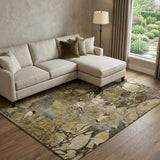 8' X 10' Brown Beige And Gold Abstract Distressed Washable Area Rug With UV Protection - HomeRoots - Flyclothing LLC