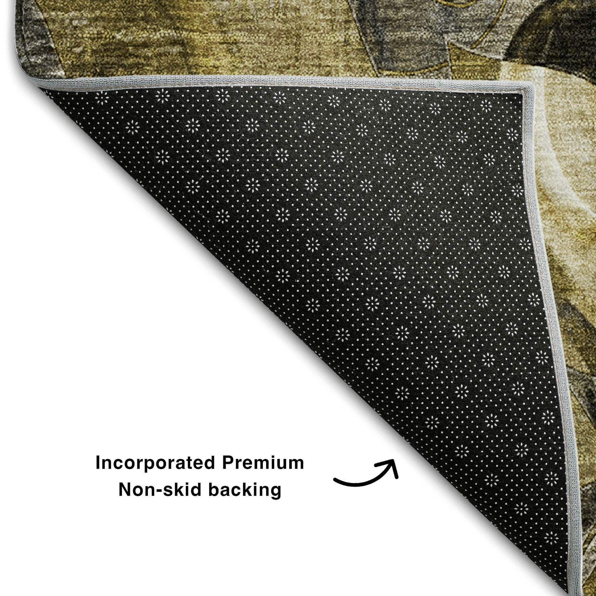 10' X 14' Brown Beige And Gold Abstract Distressed Washable Area Rug With UV Protection - HomeRoots - Flyclothing LLC