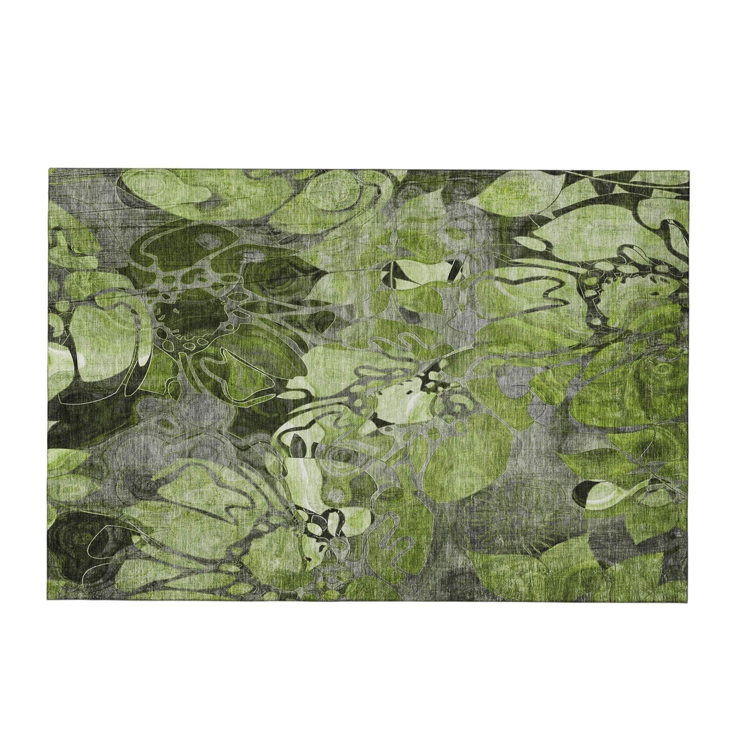 3' X 5' Fern Green And Gray Abstract Distressed Washable Area Rug With UV Protection - HomeRoots - Flyclothing LLC