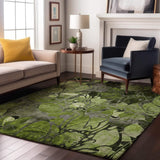 3' X 5' Fern Green And Gray Abstract Distressed Washable Area Rug With UV Protection - HomeRoots - Flyclothing LLC