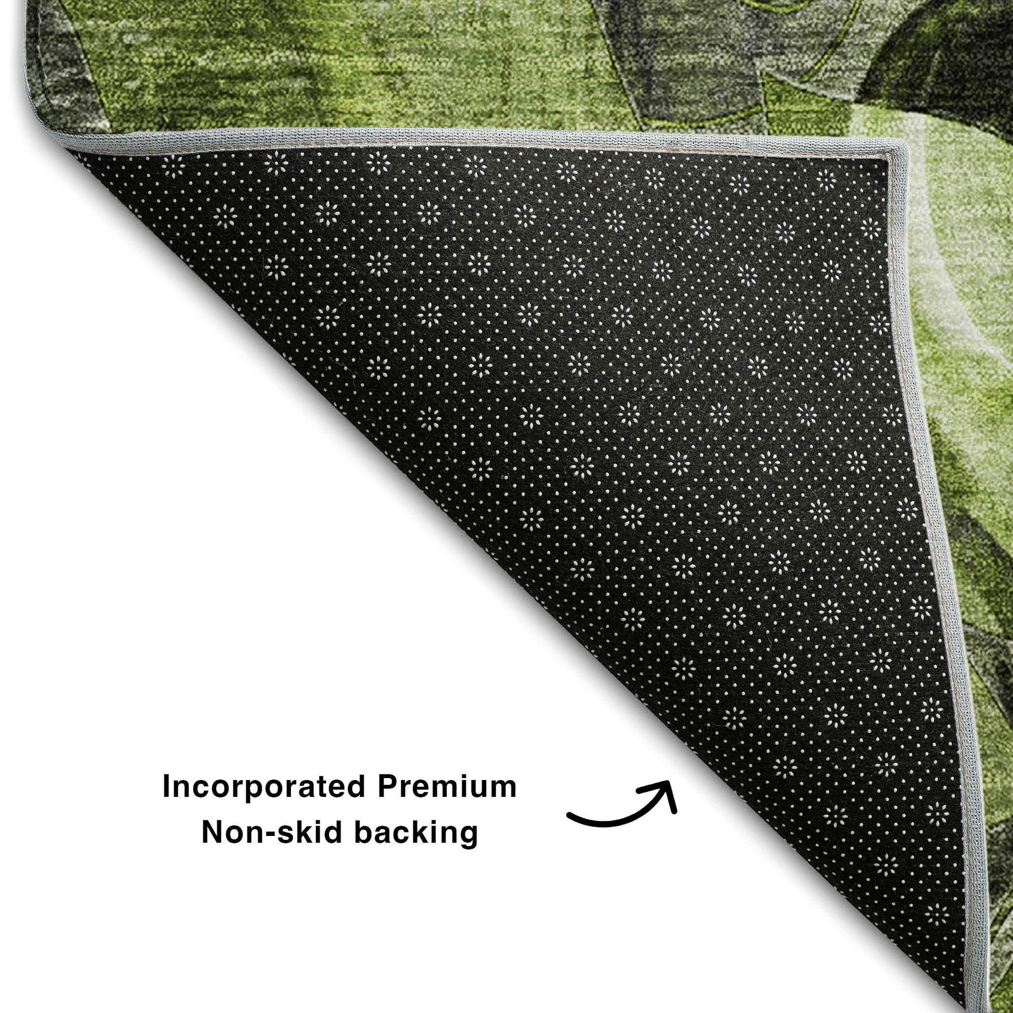 5' X 8' Fern Green And Gray Abstract Distressed Washable Area Rug With UV Protection - HomeRoots - Flyclothing LLC