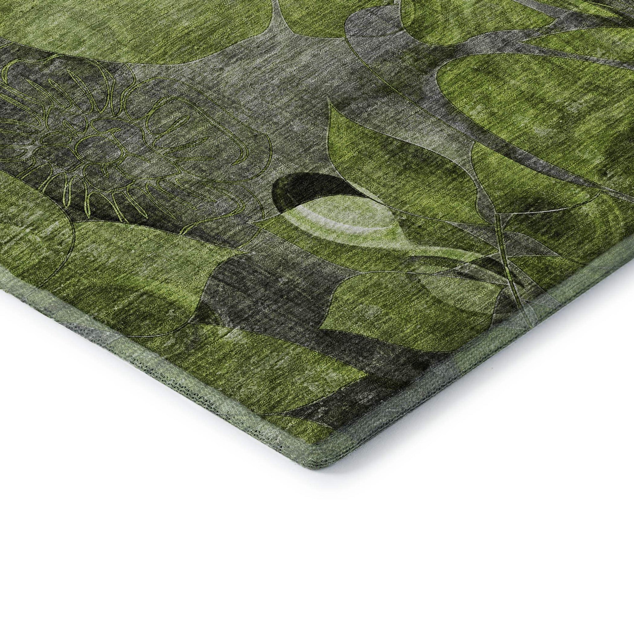 5' X 8' Fern Green And Gray Abstract Distressed Washable Area Rug With UV Protection - HomeRoots - Flyclothing LLC