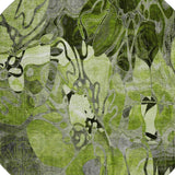 8' Fern Green And Gray Abstract Distressed Washable Round Rug With UV Protection - HomeRoots - Flyclothing LLC