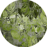 8' Fern Green And Gray Abstract Distressed Washable Round Rug With UV Protection - HomeRoots - Flyclothing LLC