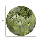8' Fern Green And Gray Abstract Distressed Washable Round Rug With UV Protection - HomeRoots - Flyclothing LLC