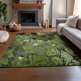 8' X 10' Fern Green And Gray Abstract Distressed Washable Area Rug With UV Protection - HomeRoots - Flyclothing LLC