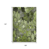 9' X 12' Fern Green And Gray Abstract Distressed Washable Area Rug With UV Protection - HomeRoots - Flyclothing LLC