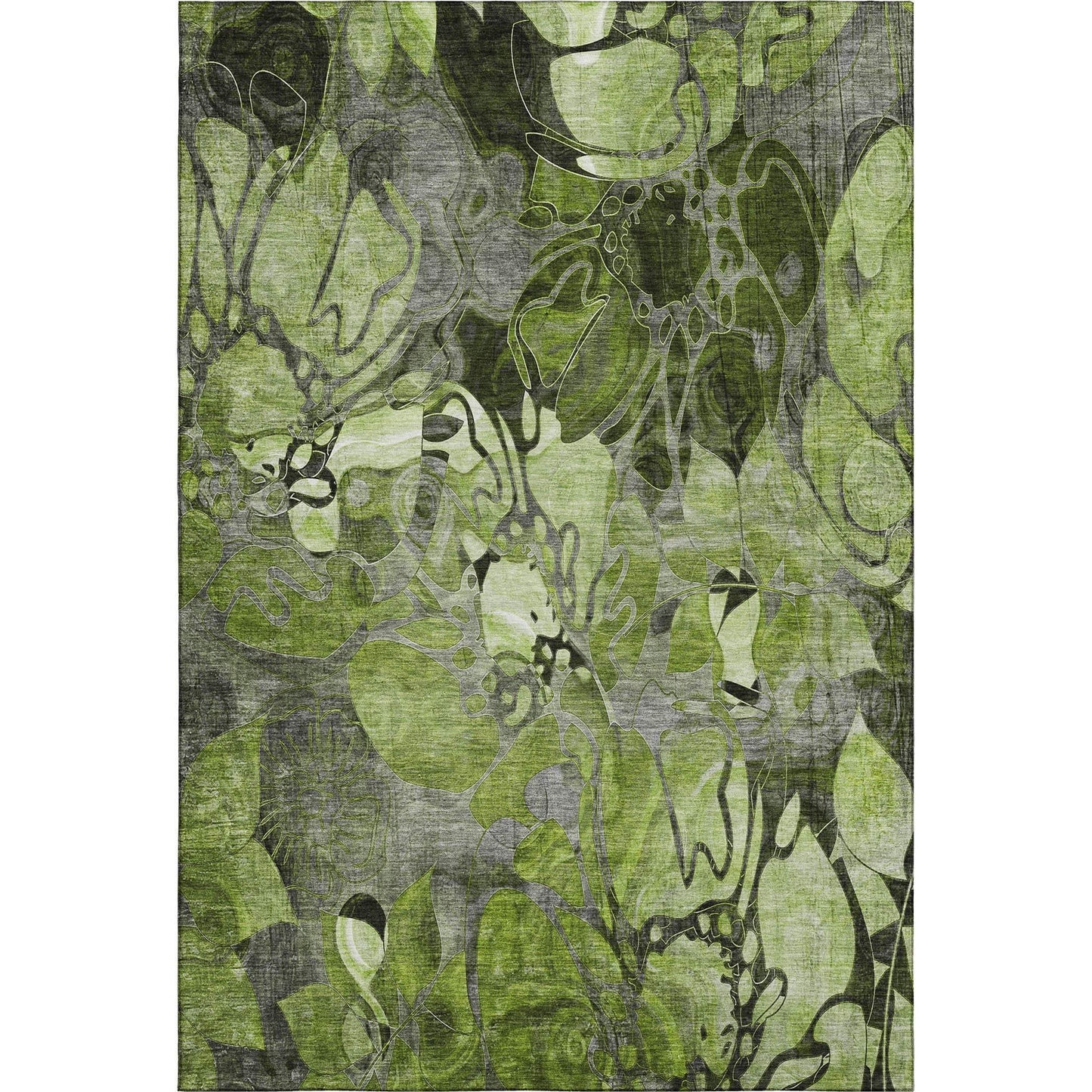 9' X 12' Fern Green And Gray Abstract Distressed Washable Area Rug With UV Protection - HomeRoots - Flyclothing LLC