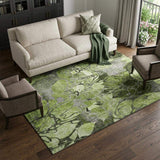 10' X 14' Fern Green And Gray Abstract Distressed Washable Area Rug With UV Protection - HomeRoots - Flyclothing LLC