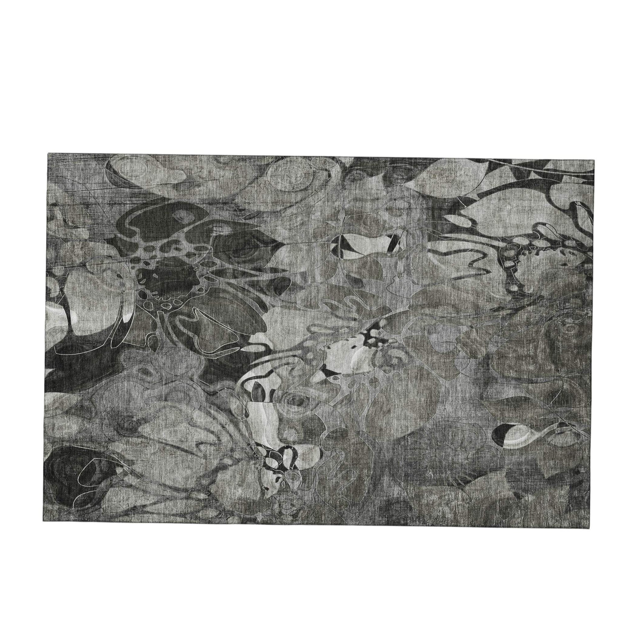 3' X 5' Gray And Ivory Abstract Distressed Washable Area Rug With UV Protection - HomeRoots - Flyclothing LLC