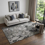 5' X 8' Gray And Ivory Abstract Distressed Washable Area Rug With UV Protection - HomeRoots - Flyclothing LLC