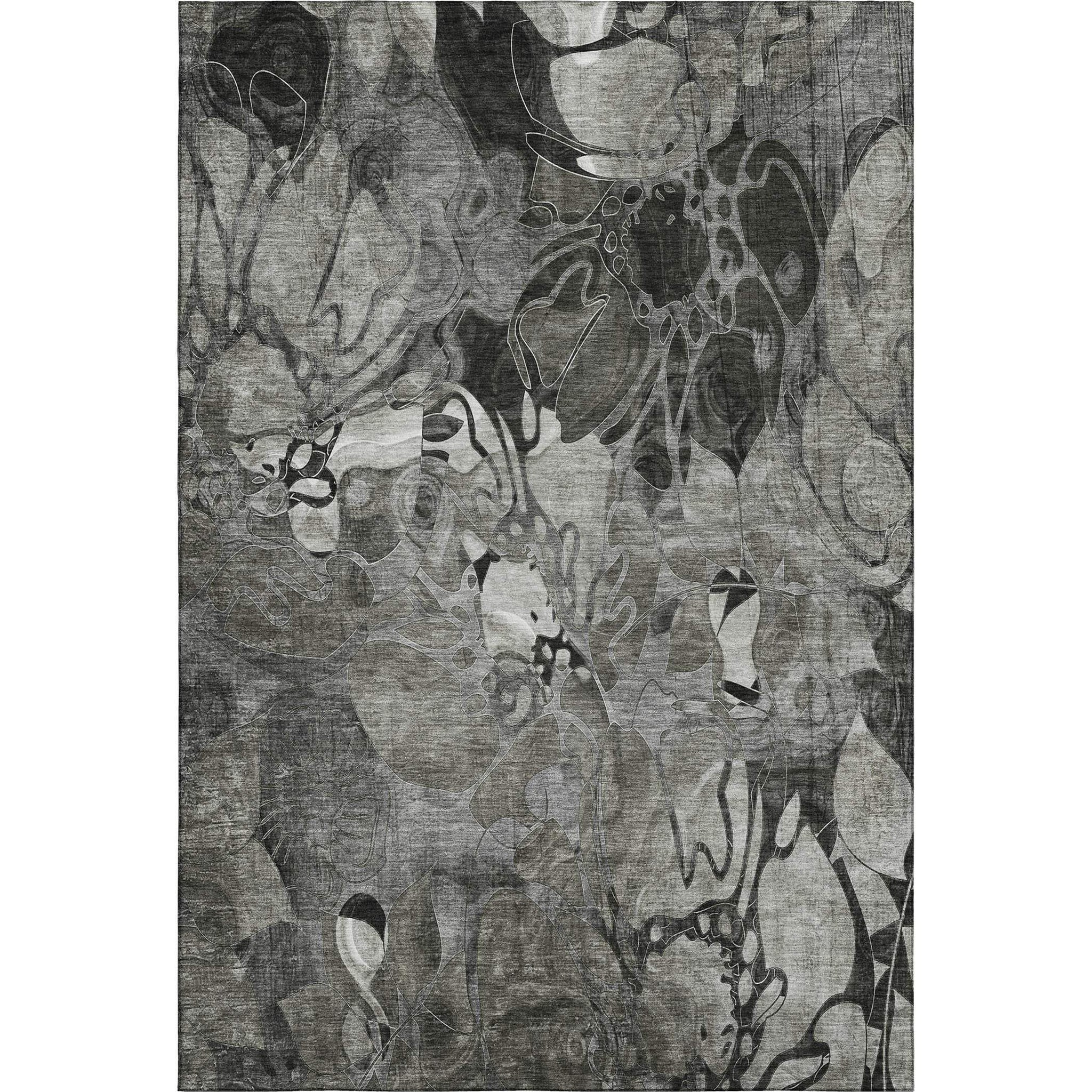 5' X 8' Gray And Ivory Abstract Distressed Washable Area Rug With UV Protection - HomeRoots - Flyclothing LLC