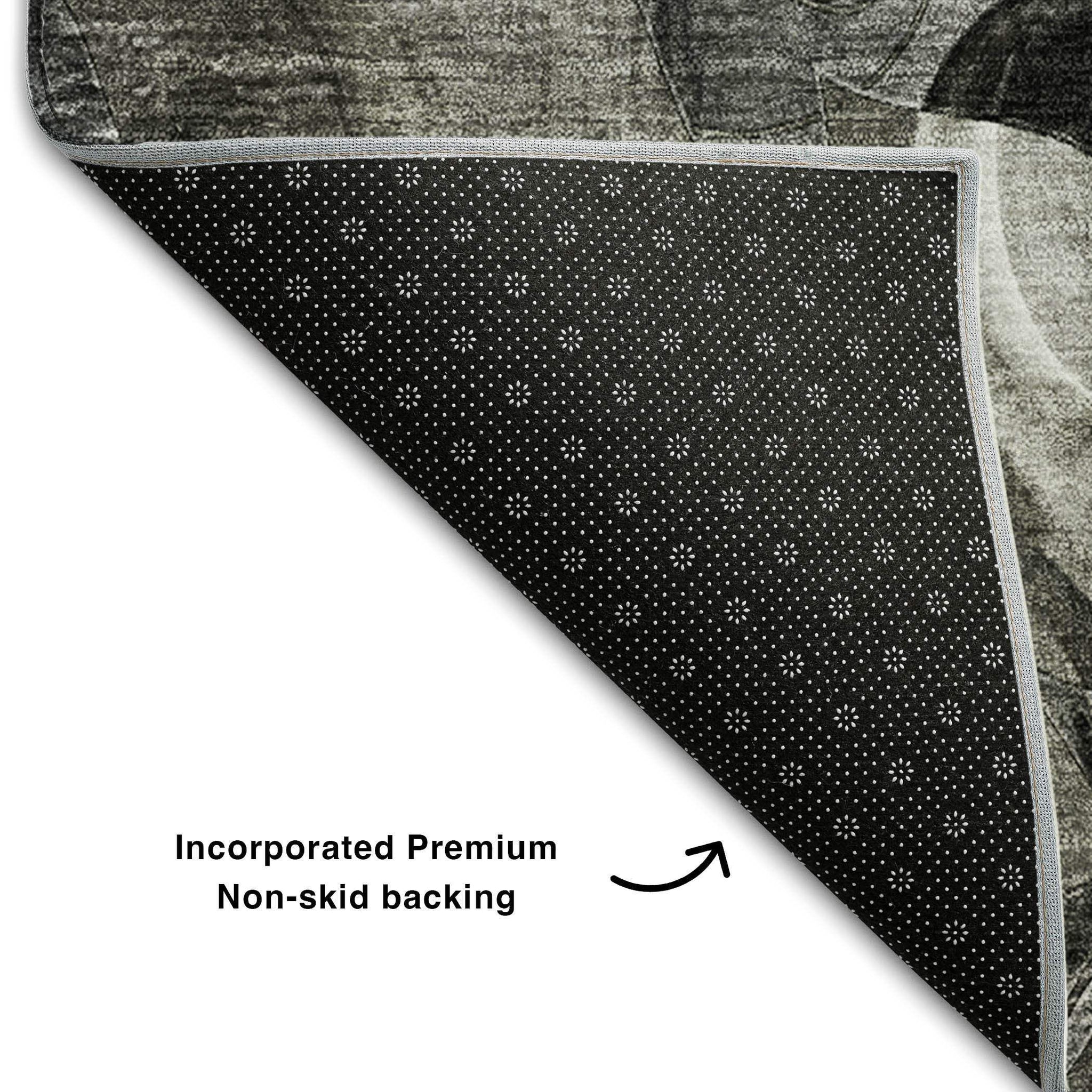 5' X 8' Gray And Ivory Abstract Distressed Washable Area Rug With UV Protection - HomeRoots - Flyclothing LLC
