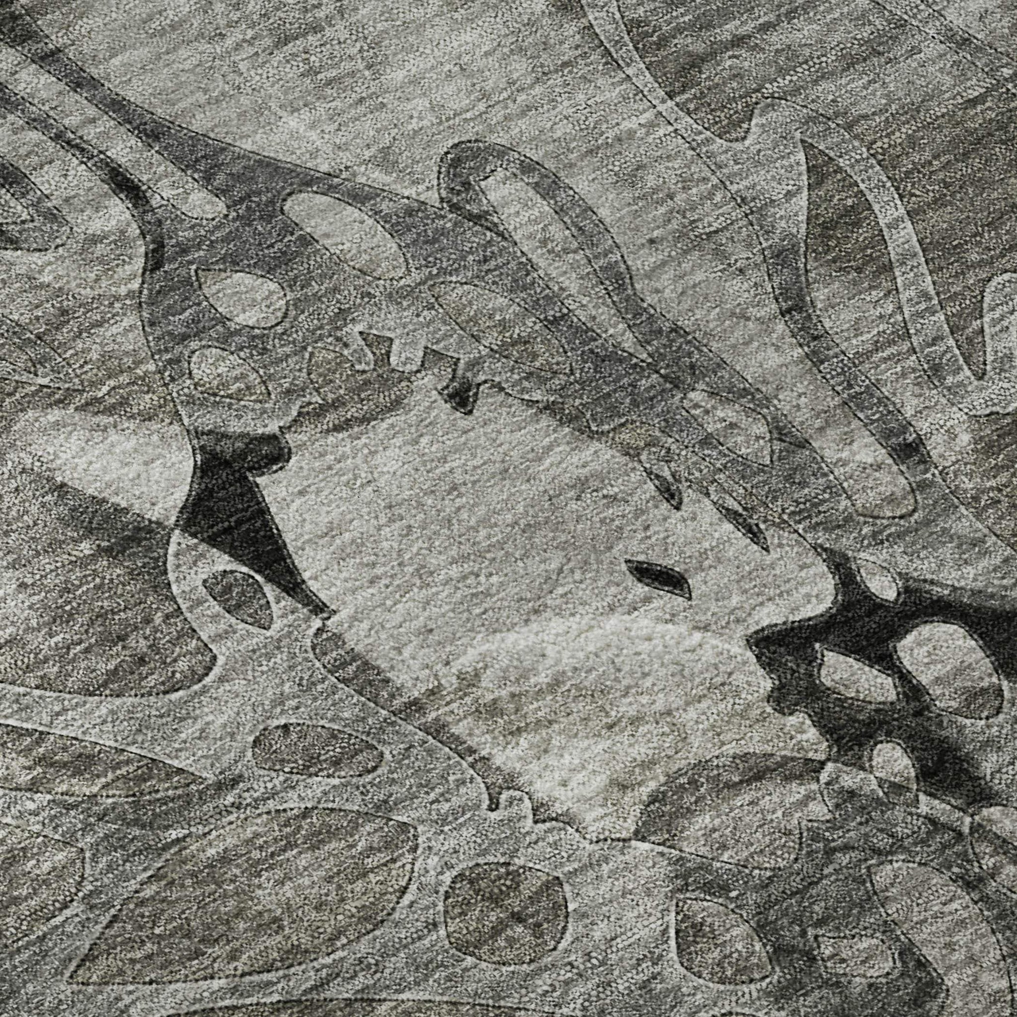 5' X 8' Gray And Ivory Abstract Distressed Washable Area Rug With UV Protection - HomeRoots - Flyclothing LLC
