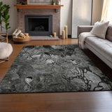 5' X 8' Gray And Ivory Abstract Distressed Washable Area Rug With UV Protection - HomeRoots - Flyclothing LLC