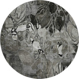8' Gray And Ivory Abstract Distressed Washable Round Rug With UV Protection - HomeRoots - Flyclothing LLC