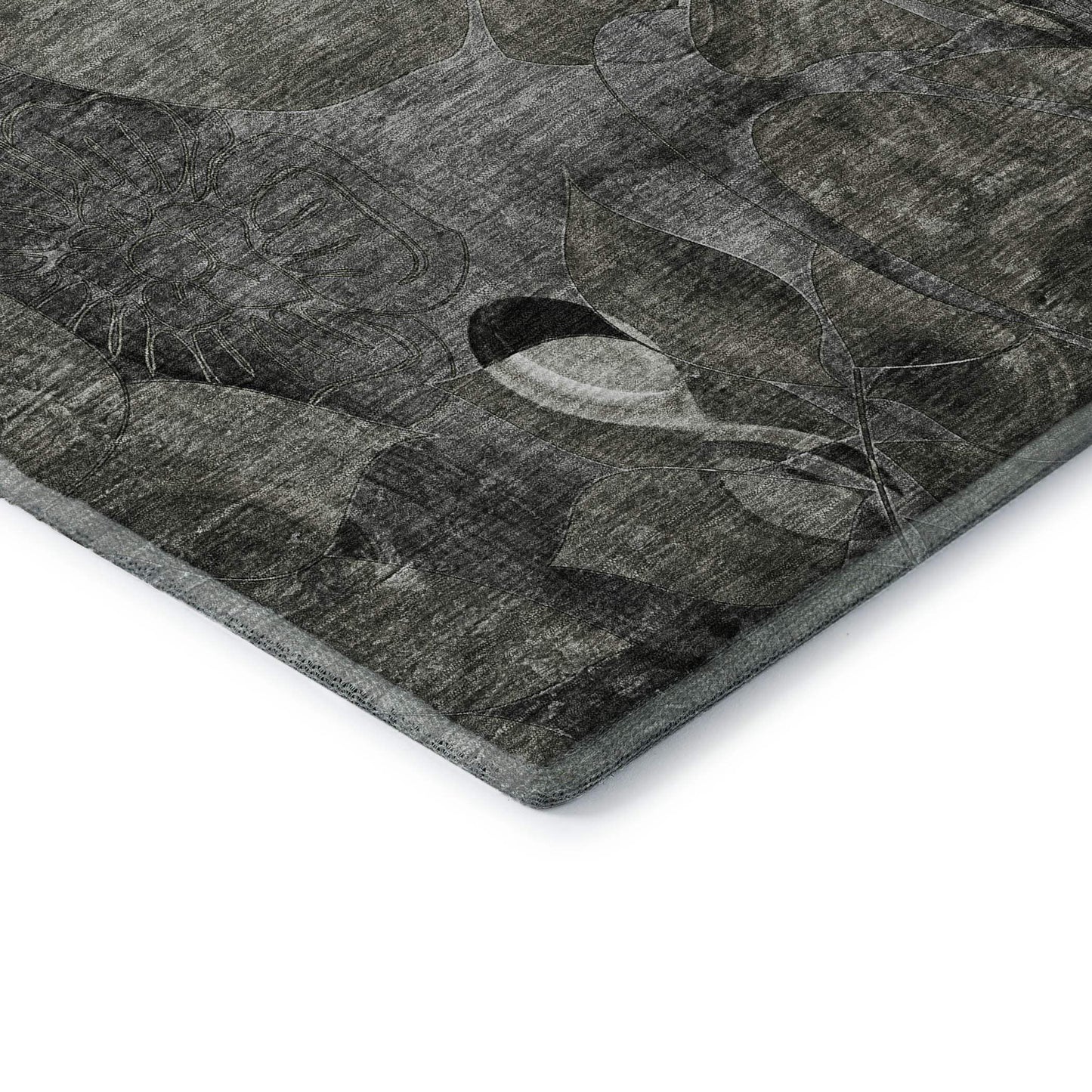 8' Gray And Ivory Abstract Distressed Washable Round Rug With UV Protection - HomeRoots - Flyclothing LLC