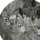 8' Gray And Ivory Abstract Distressed Washable Round Rug With UV Protection - HomeRoots - Flyclothing LLC
