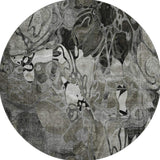 8' Gray And Ivory Abstract Distressed Washable Round Rug With UV Protection - HomeRoots - Flyclothing LLC