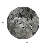 8' Gray And Ivory Abstract Distressed Washable Round Rug With UV Protection - HomeRoots - Flyclothing LLC