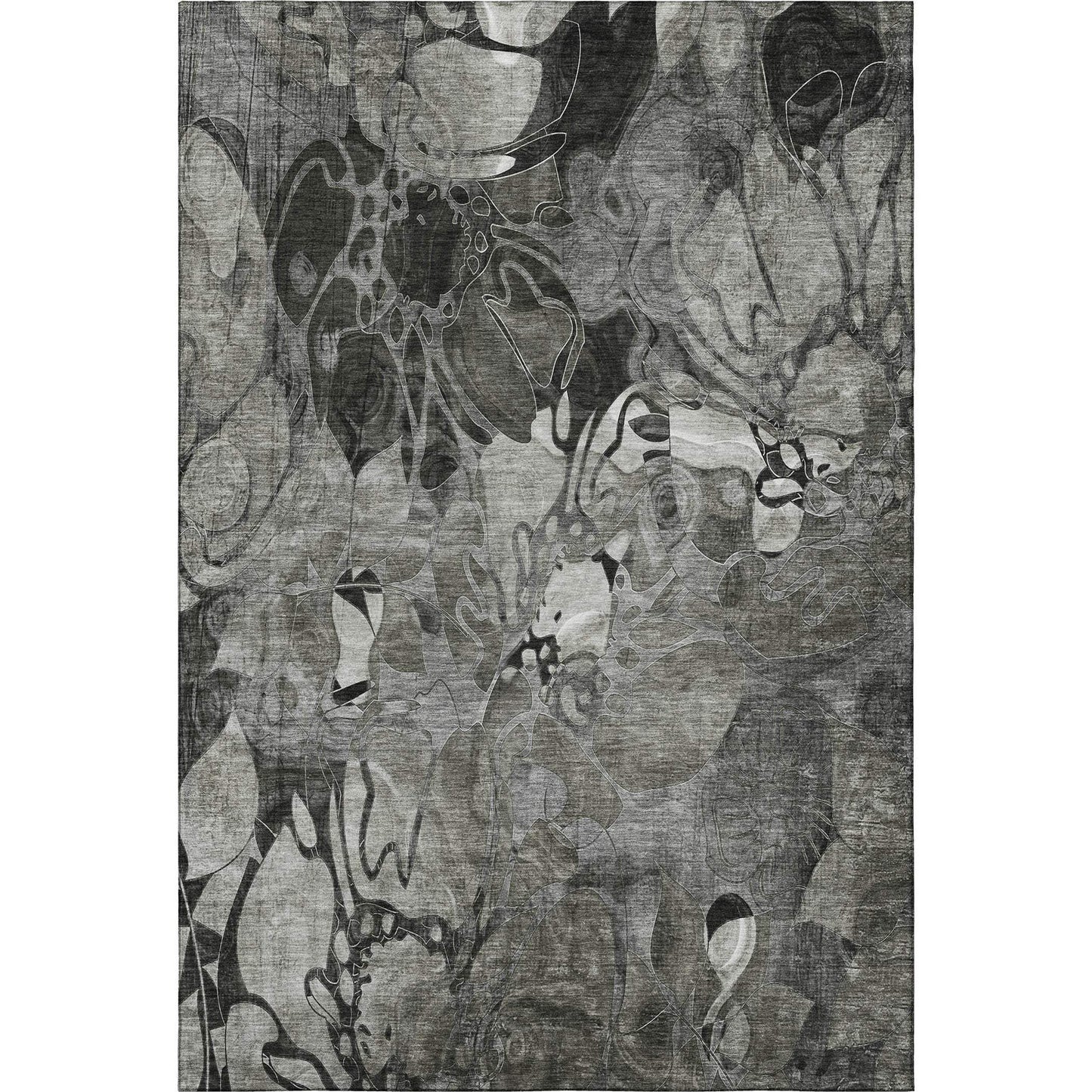 8' X 10' Gray And Ivory Abstract Distressed Washable Area Rug With UV Protection - HomeRoots - Flyclothing LLC