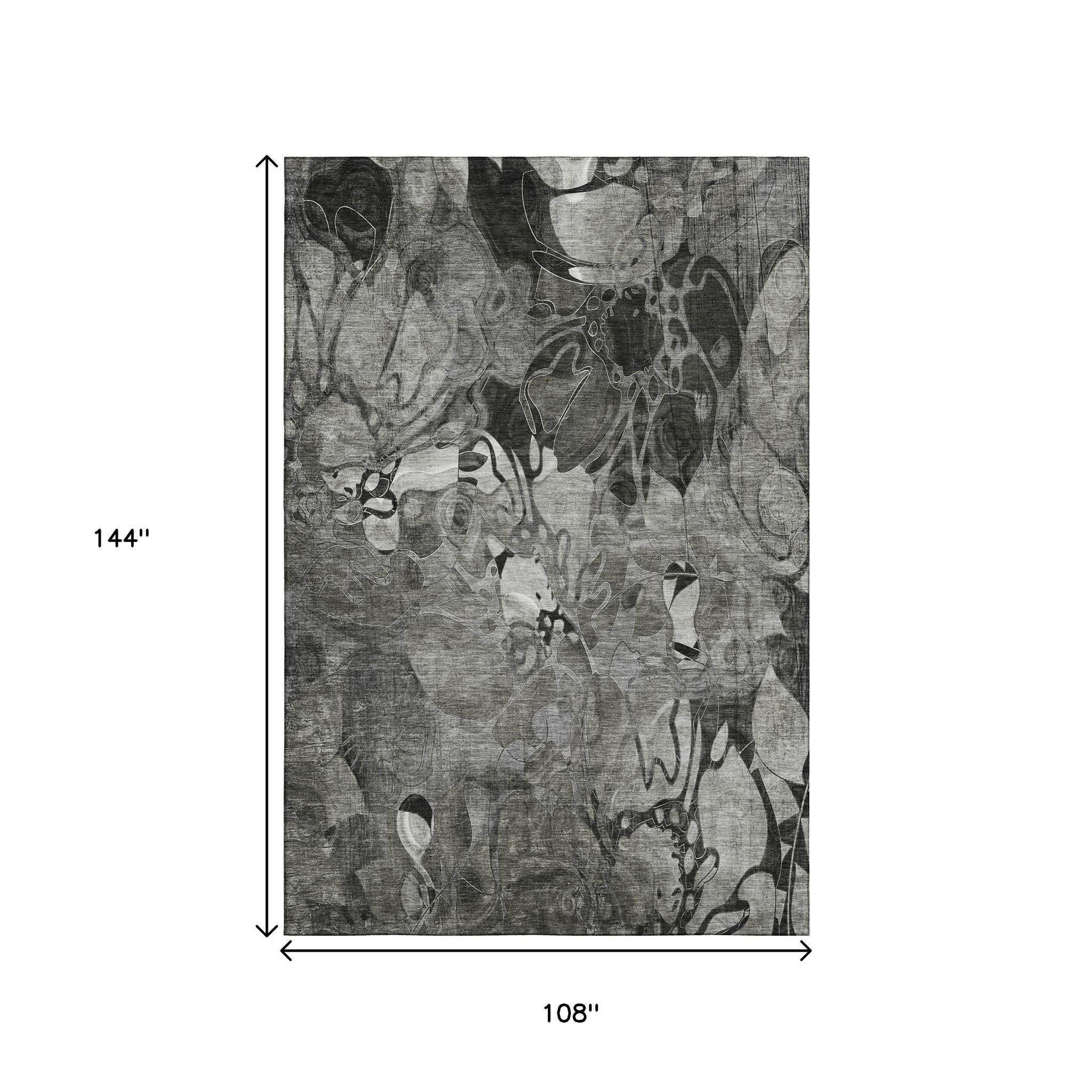 9' X 12' Gray And Ivory Abstract Distressed Washable Area Rug With UV Protection - HomeRoots - Flyclothing LLC