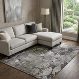 9' X 12' Gray And Ivory Abstract Distressed Washable Area Rug With UV Protection - HomeRoots - Flyclothing LLC