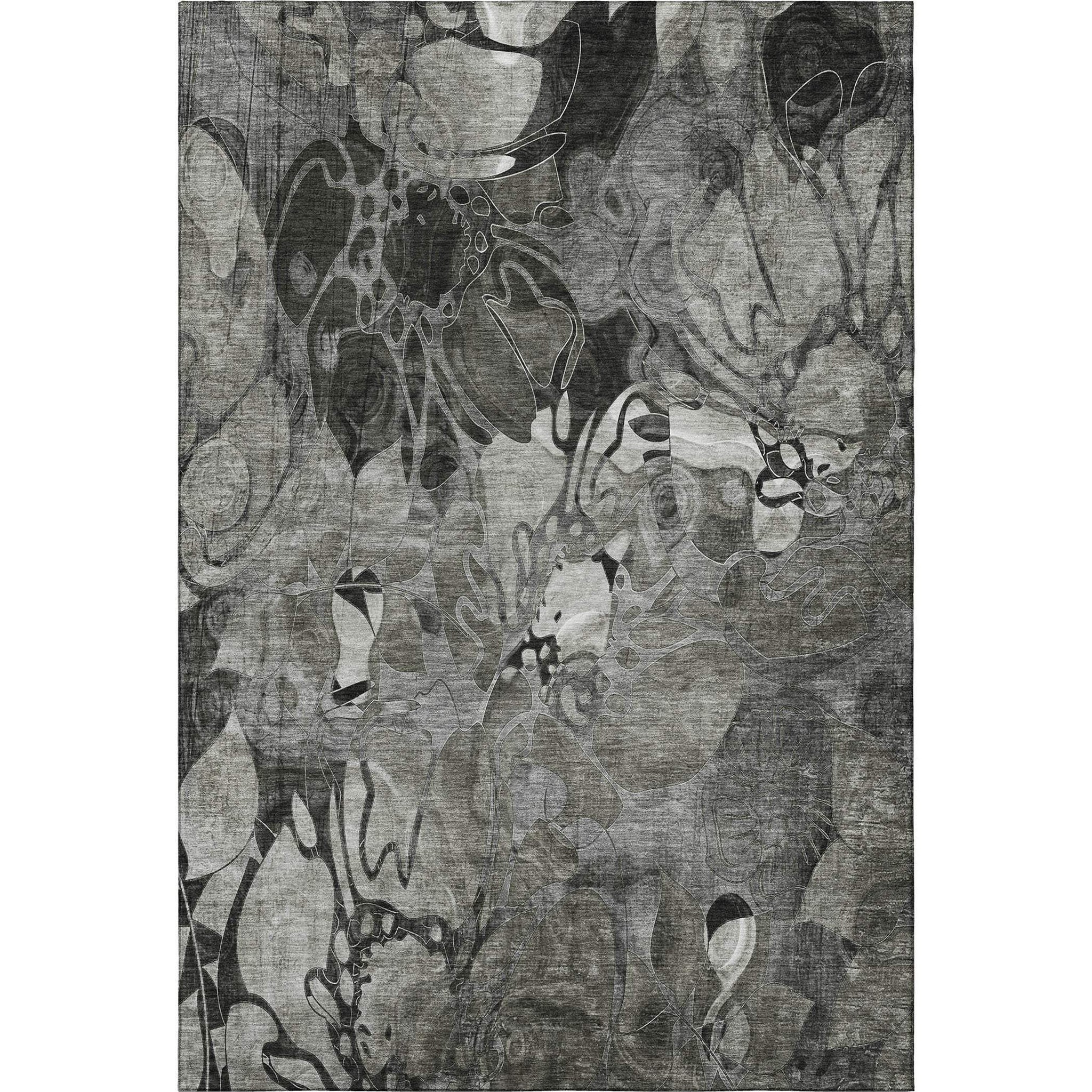 9' X 12' Gray And Ivory Abstract Distressed Washable Area Rug With UV Protection - HomeRoots - Flyclothing LLC