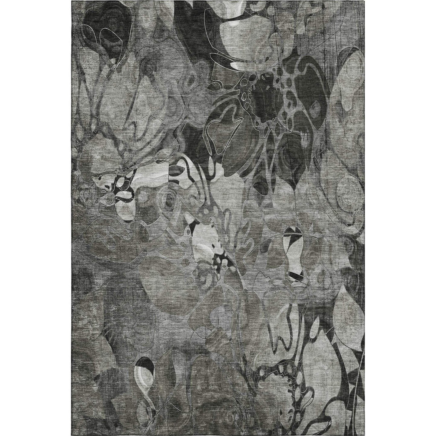 10' X 14' Gray And Ivory Abstract Distressed Washable Area Rug With UV Protection - HomeRoots - Flyclothing LLC