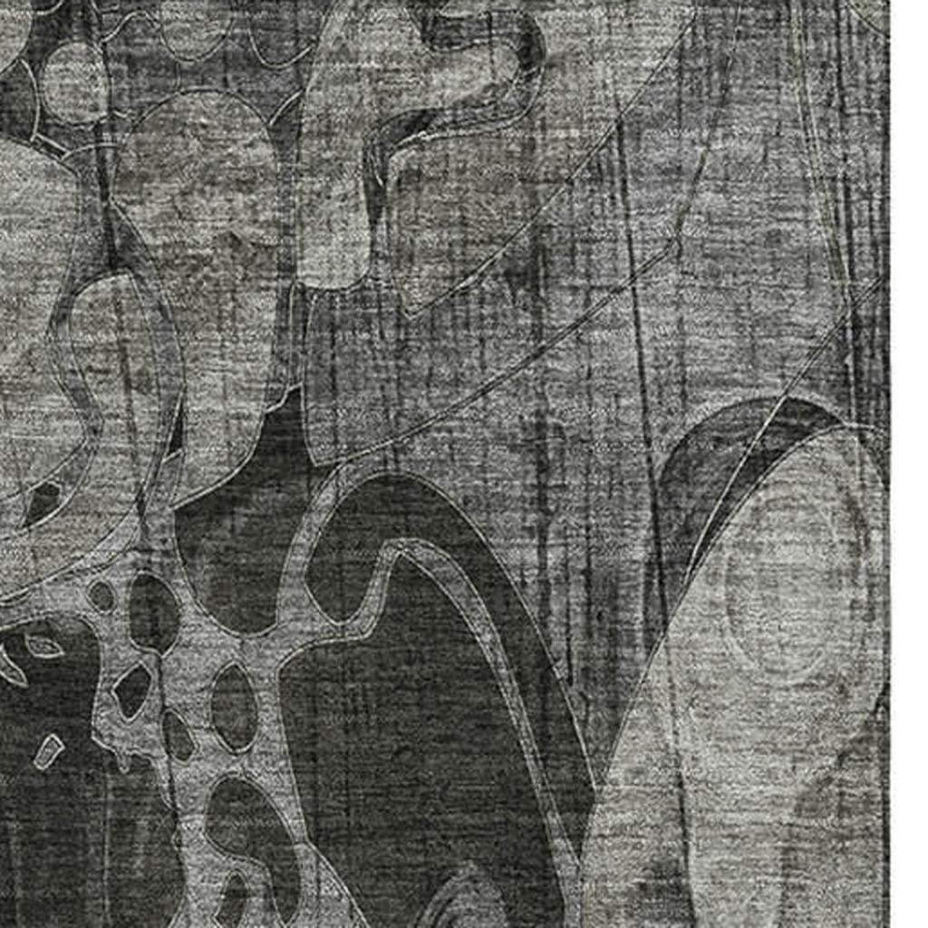 10' X 14' Gray And Ivory Abstract Distressed Washable Area Rug With UV Protection - HomeRoots - Flyclothing LLC