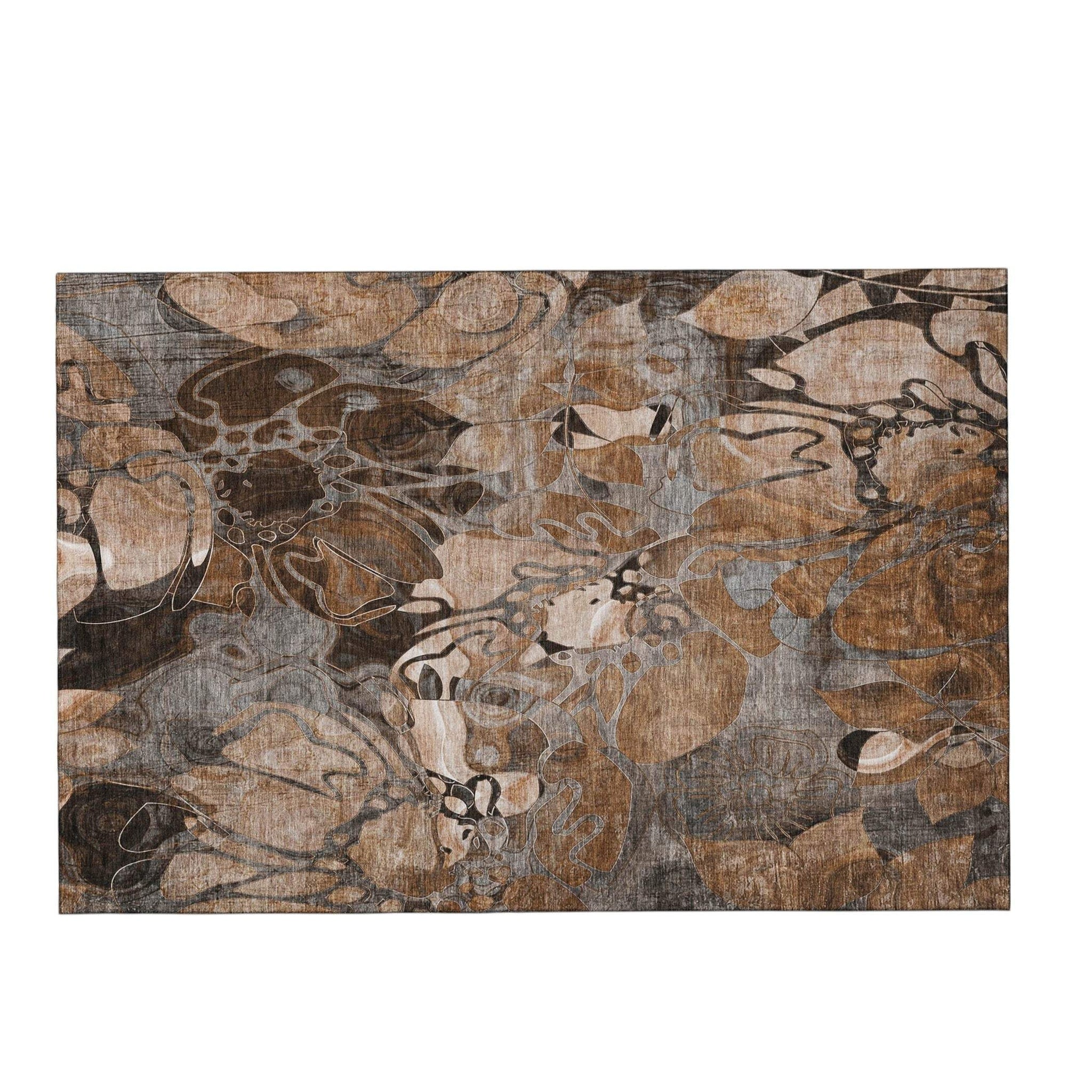 3' X 5' Rust And Gray Abstract Distressed Washable Area Rug With UV Protection - HomeRoots - Flyclothing LLC