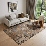 5' X 8' Rust And Gray Abstract Distressed Washable Area Rug With UV Protection - HomeRoots - Flyclothing LLC